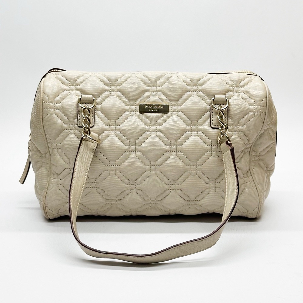 Kate Spade New York Quilted Double Strap Satchel Women's Handbag Ivory